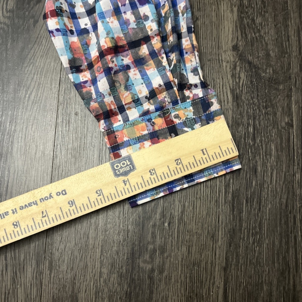 Visconti Black Men Sz M Button Up Blue Paisley Striped Mixed Long Sleeve Shirt - Picture 11 of 14